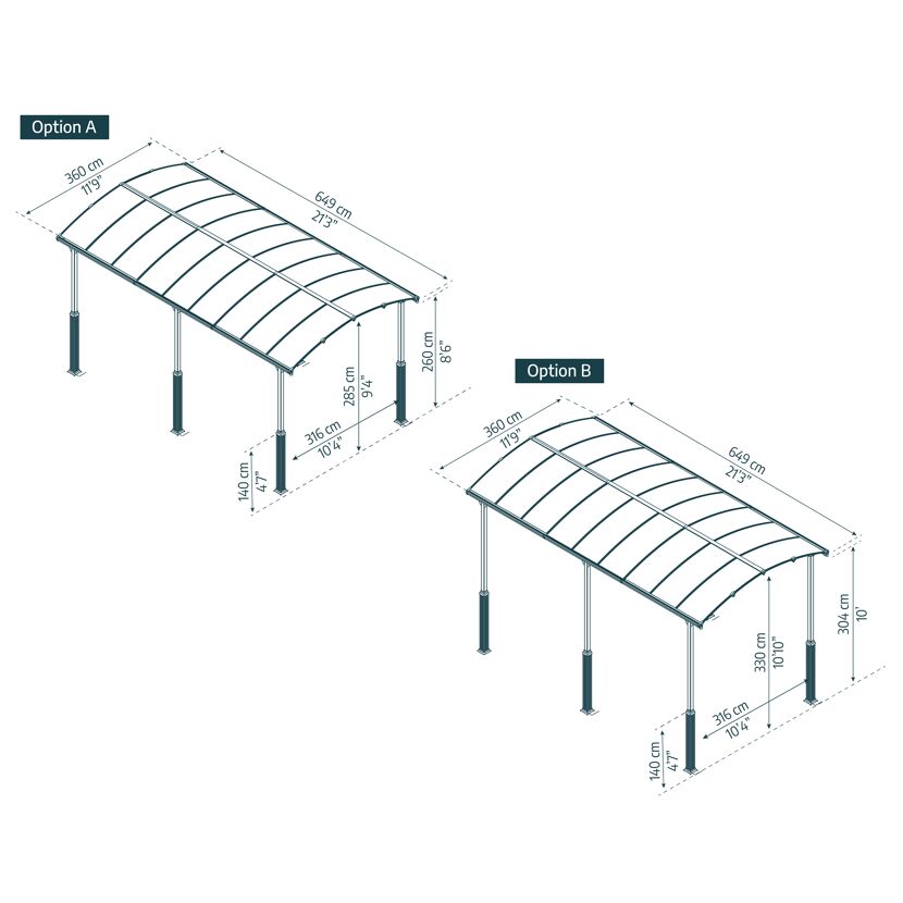 Caravan-Carport 'Alpine' anthrazit 359 x 649 cm Polycarbonat grau