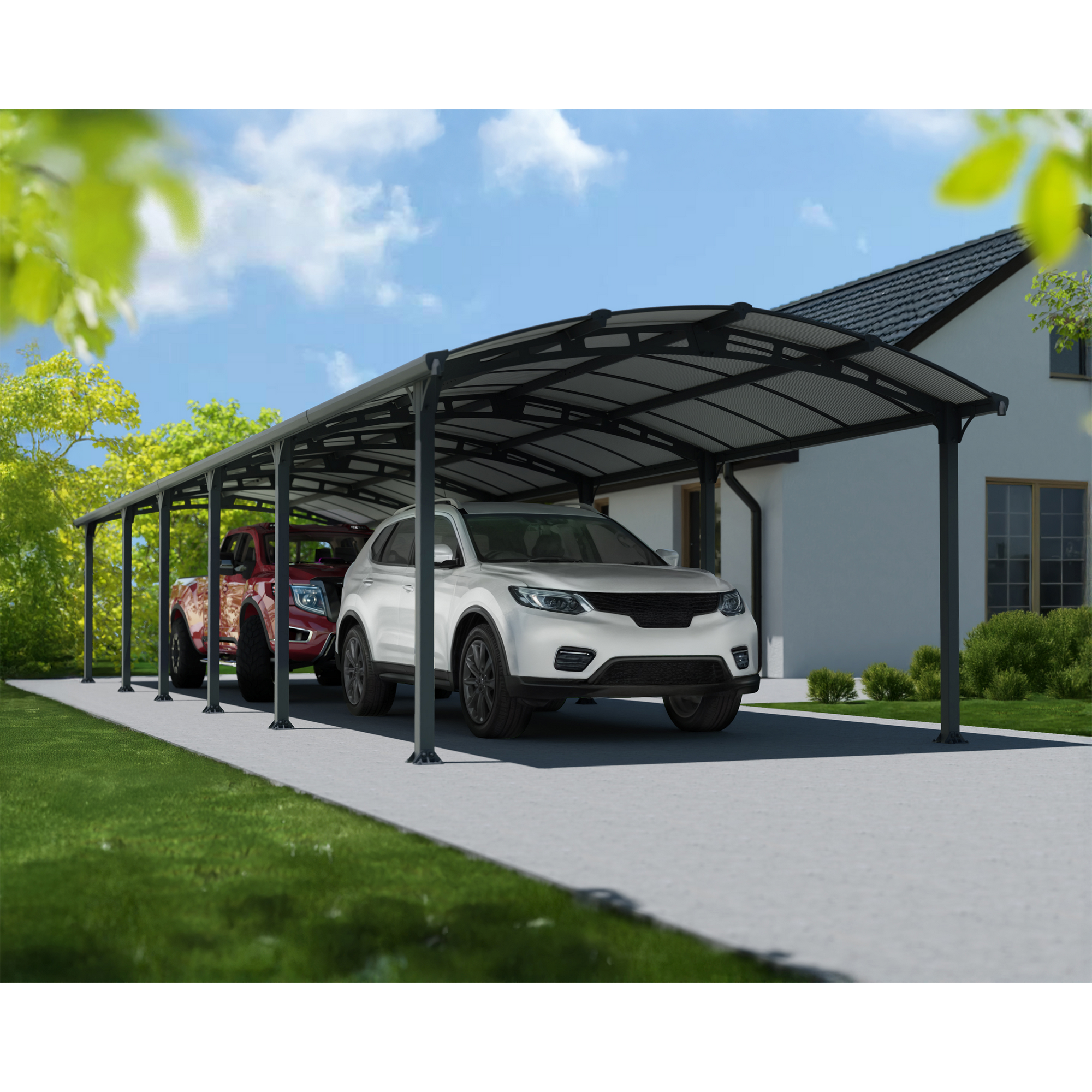 Caravan-Carport 'Alpine' anthrazit 359 x 1290 cm Polycarbonat grau