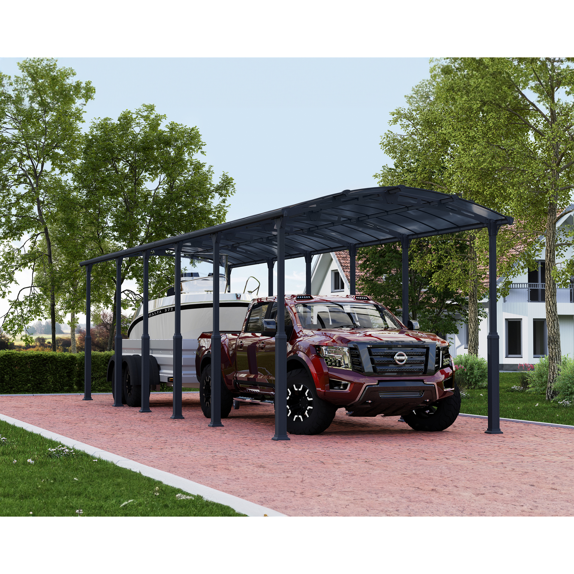 Caravan-Carport 'Alpine' anthrazit 359 x 1290 cm Polycarbonat grau