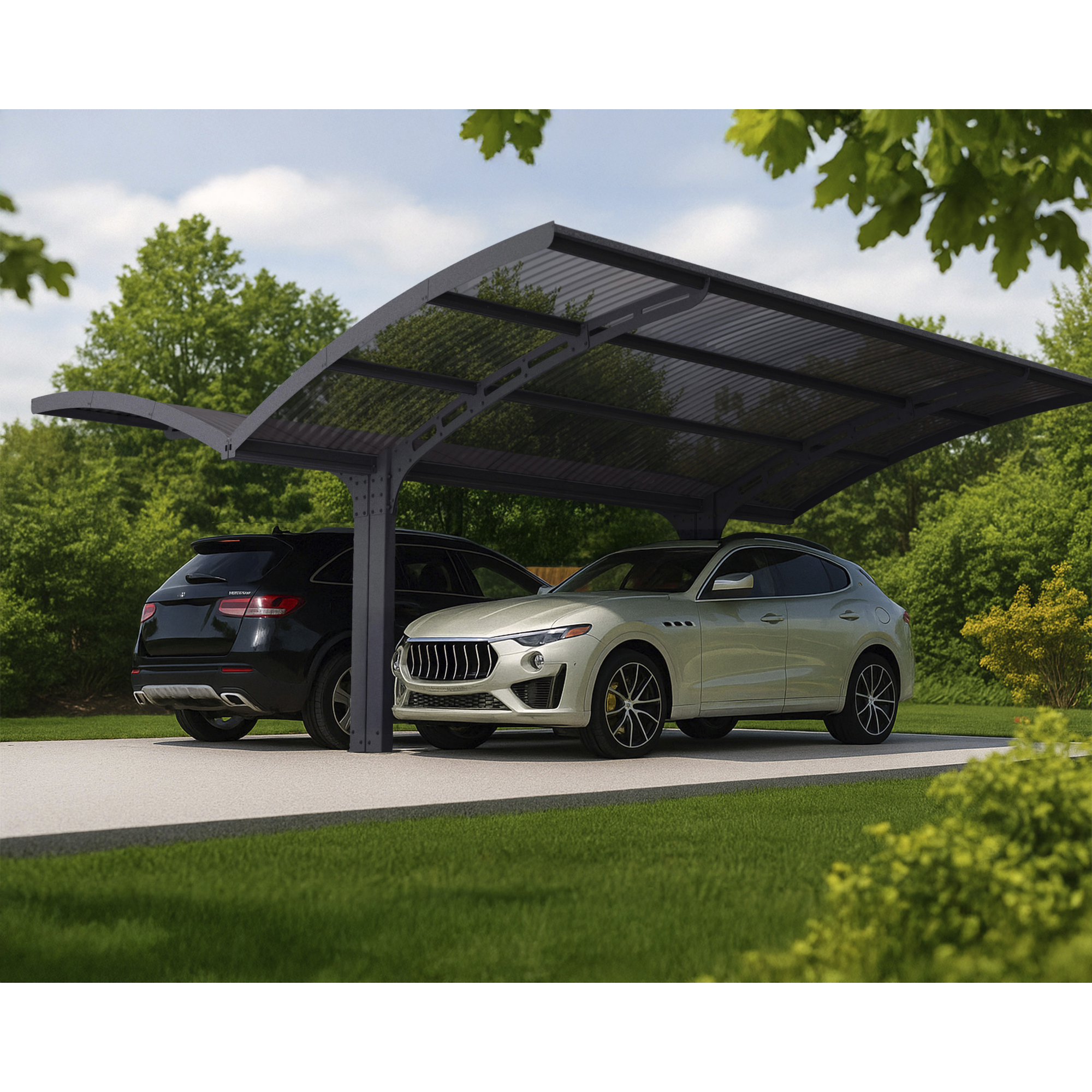 Doppelcarport 'Arizona Wave'  578 x 495 cm Polycarbonat grau