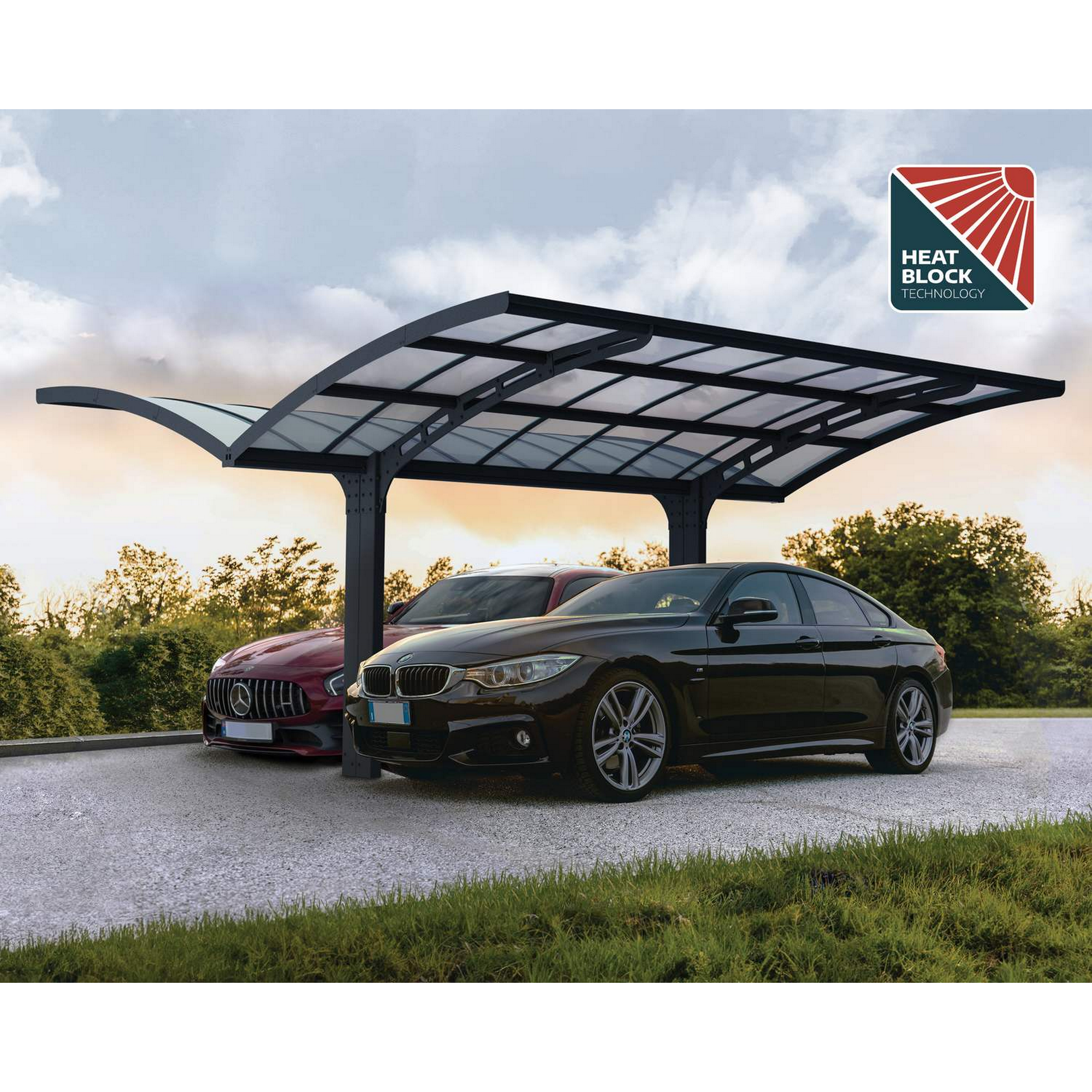 Doppelcarport 'Arizona Wave'  578 x 495 cm Polycarbonat grau