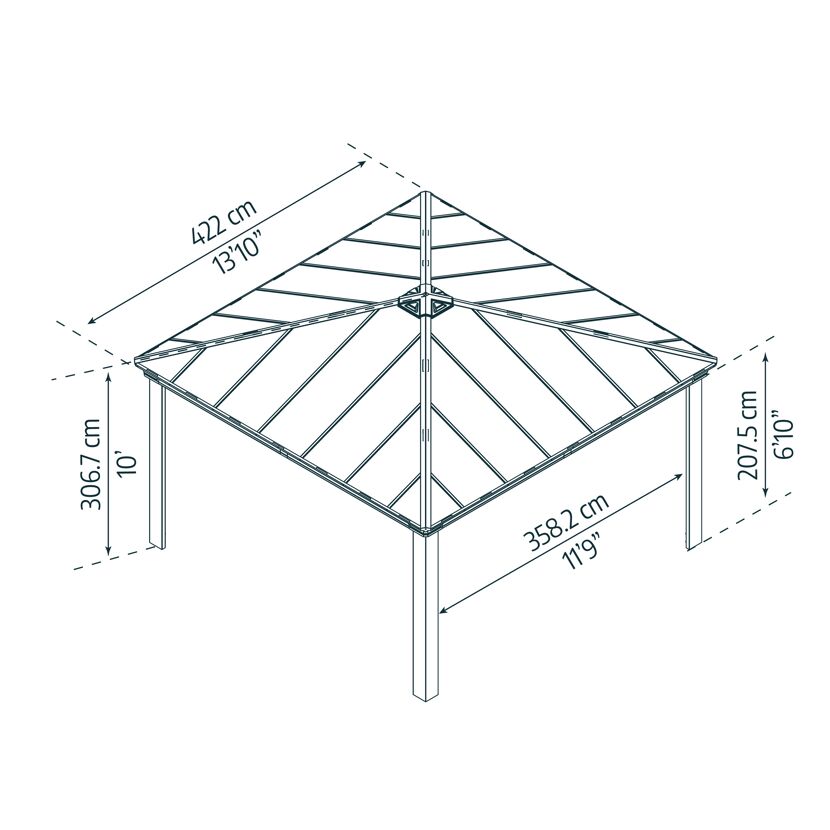 Einzelcarport 'Colorado' anthrazit 422 x 422 cm Polycarbonat grau