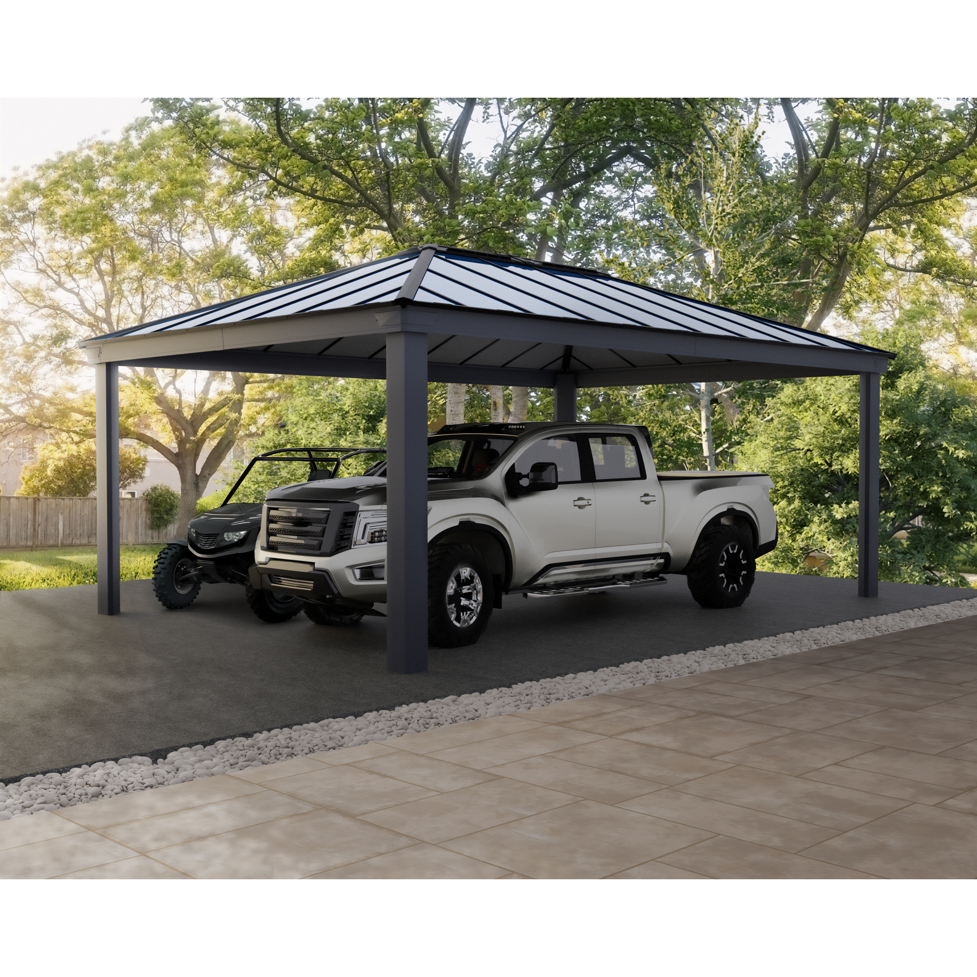 Einzelcarport 'Colorado' anthrazit 422 x 607 cm Polycarbonat grau