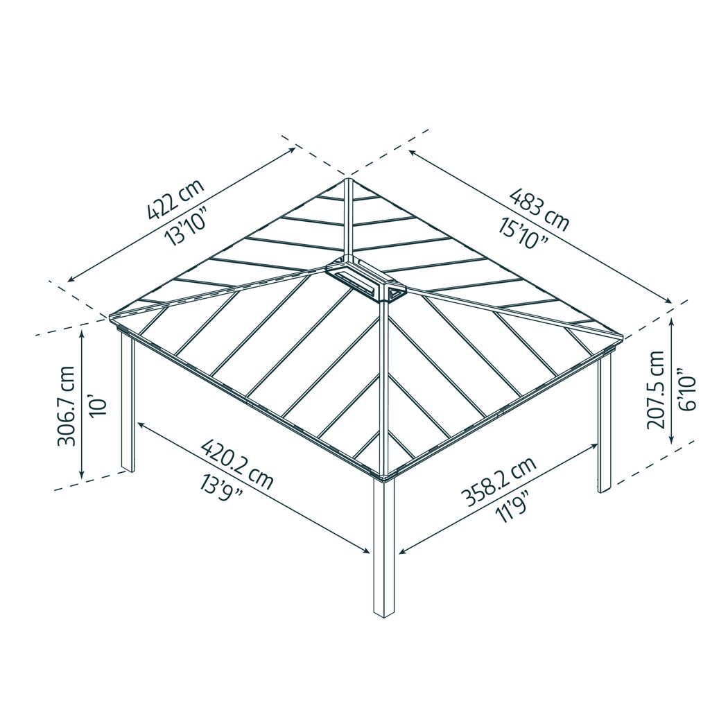 Einzelcarport 'Colorado' anthrazit 422 x 483 cm Polycarbonat grau