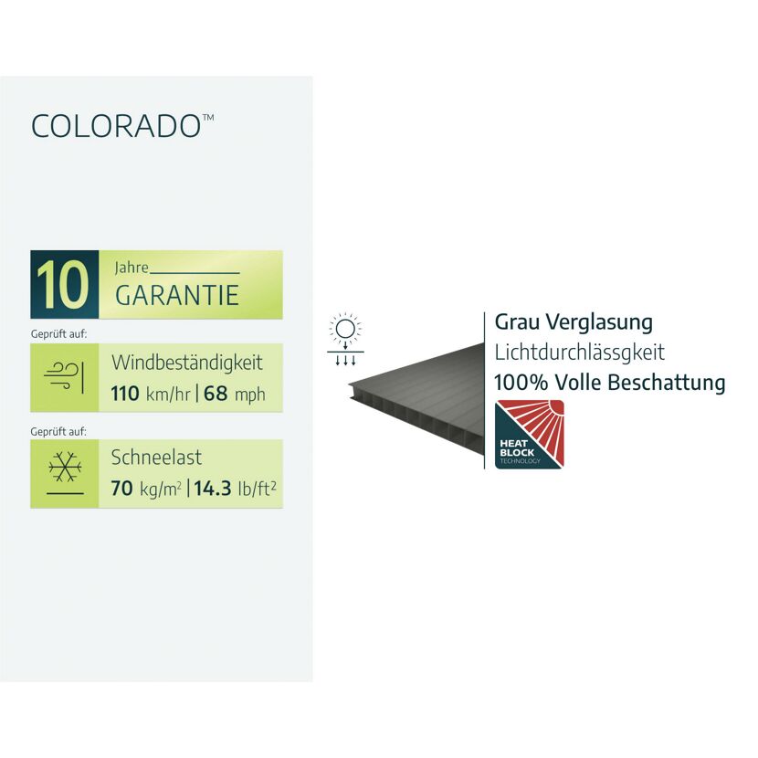 Einzelcarport 'Colorado' anthrazit 422 x 483 cm Polycarbonat grau