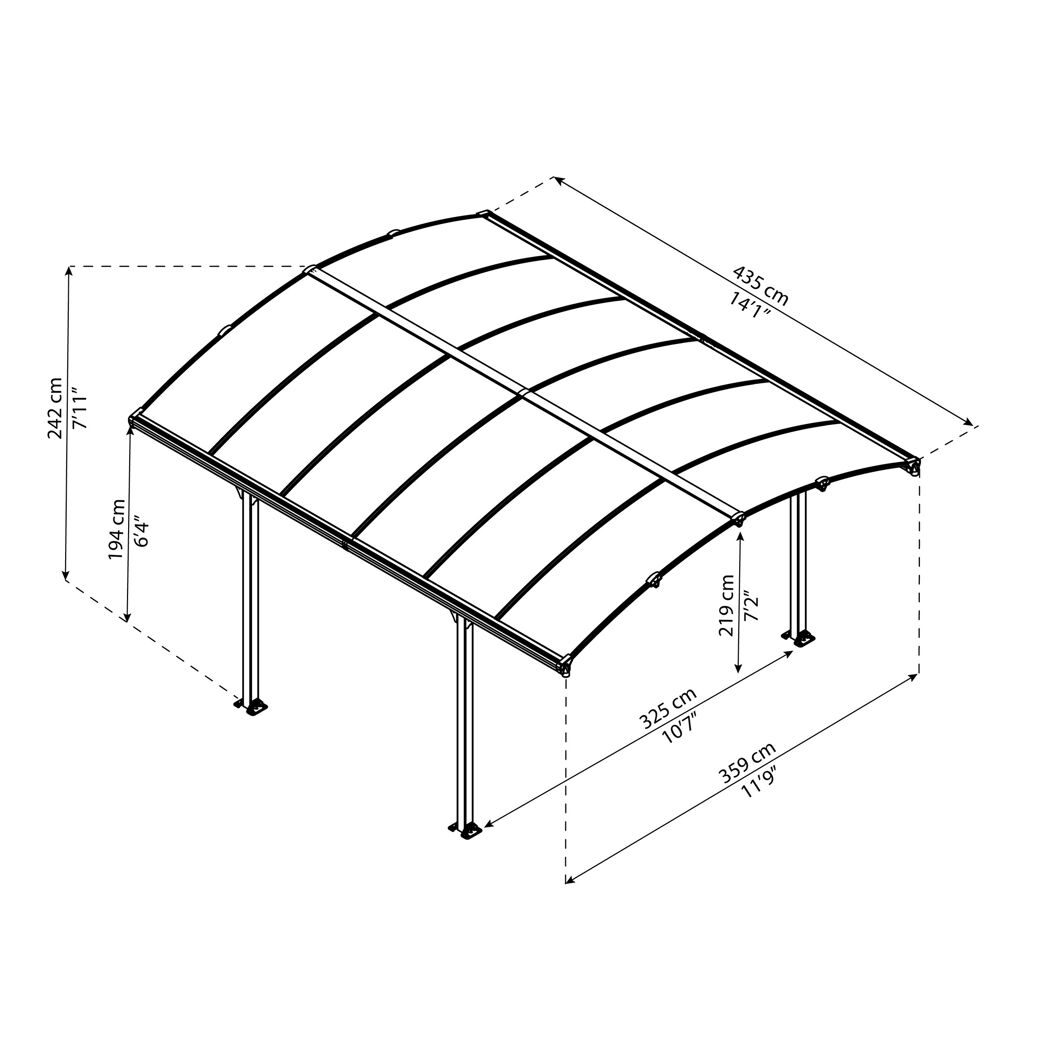 Pavillon 'Tucson' anthrazit 359 x 435 cm Polycarbonat grau
