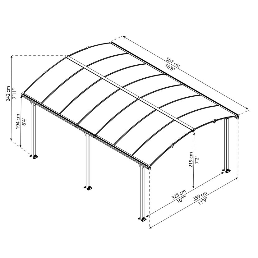 Pavillon 'Tucson' anthrazit 359 x 507 cm Polycarbonat grau