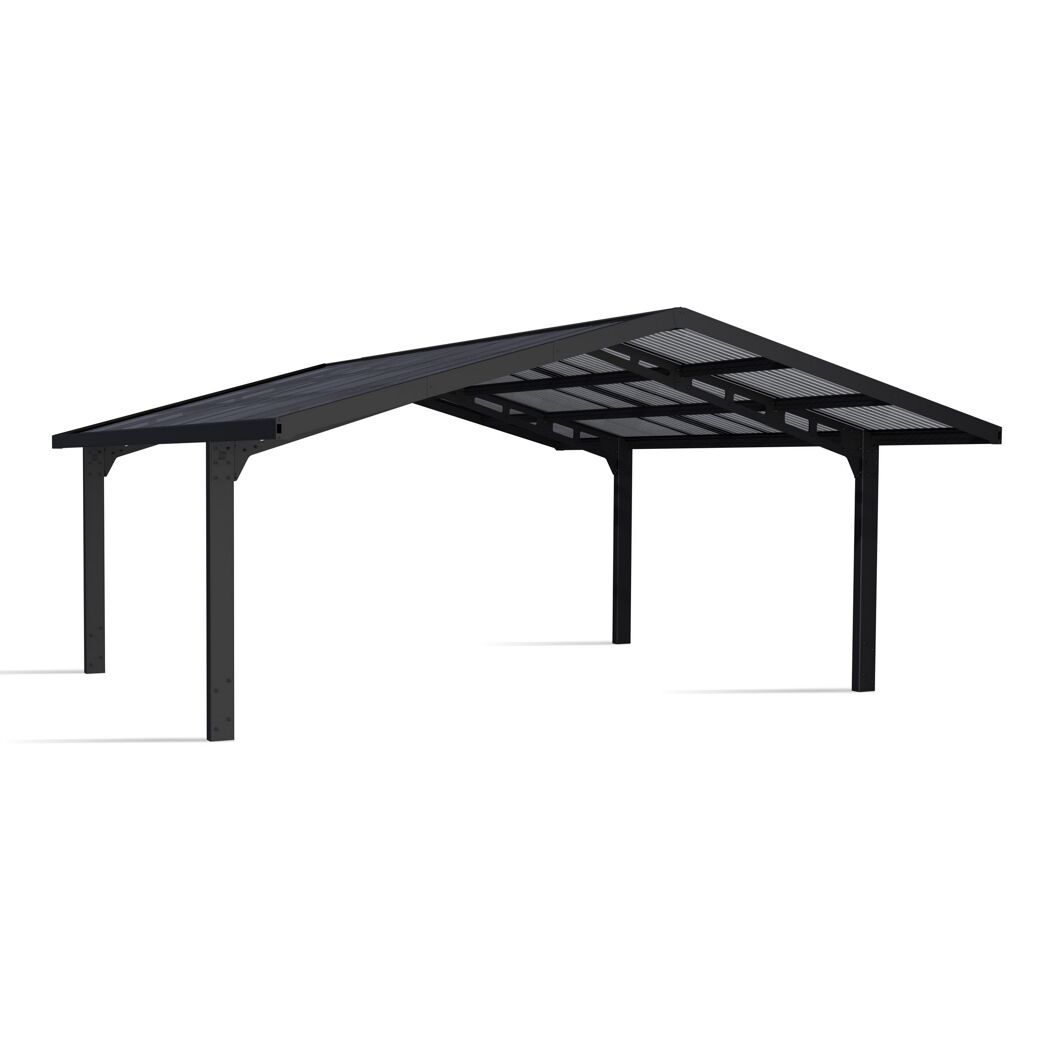 Doppelcarport 'Sydney Apex' schwarz 572 x 586 cm Polycarbonat grau