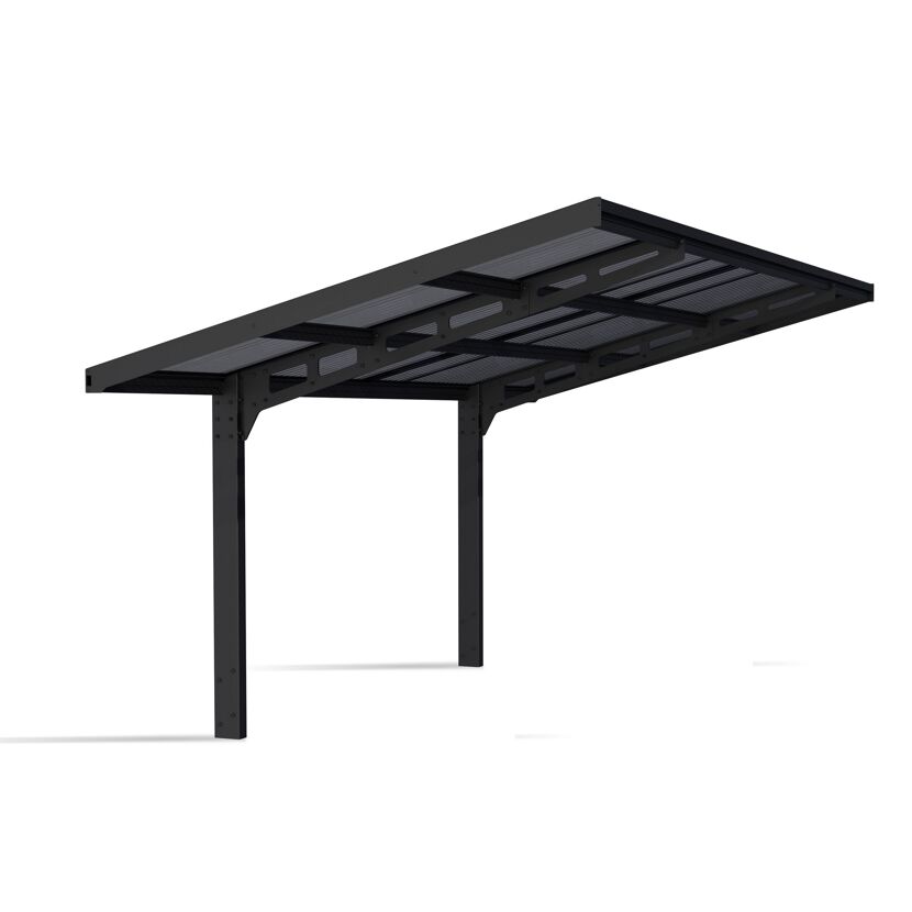 Einzelcarport 'Sydney Wave' schwarz 286 x 587 cm Polycarbonat grau