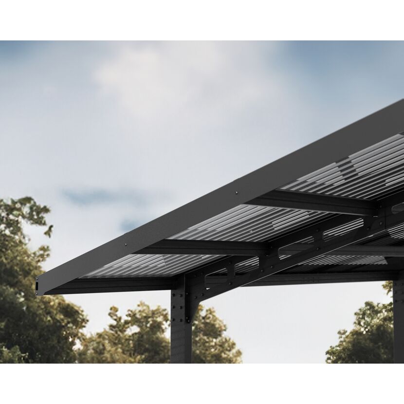 Einzelcarport 'Sydney Wave' schwarz 286 x 587 cm Polycarbonat grau