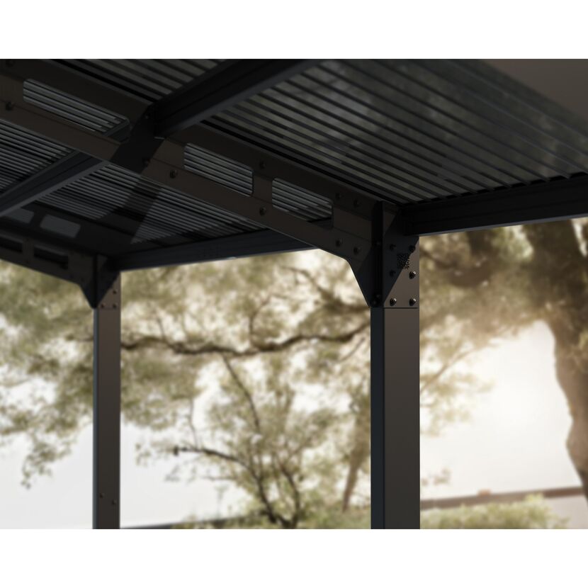 Einzelcarport 'Sydney Wave' schwarz 286 x 587 cm Polycarbonat grau