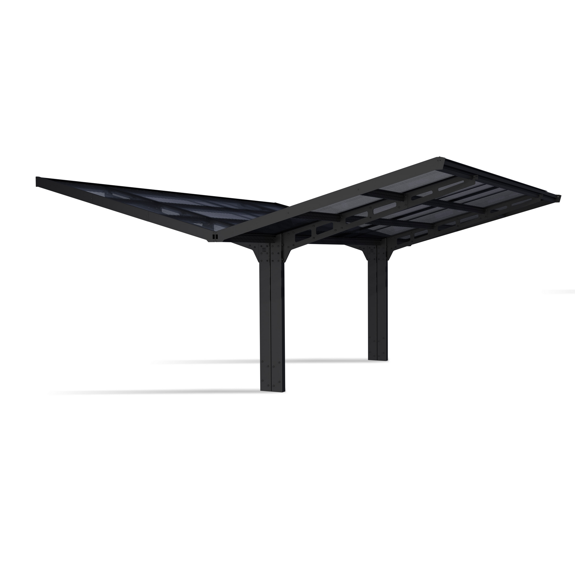 Doppelcarport 'Sydney Wings' schwarz 572 x 586 cm Polycarbonat grau