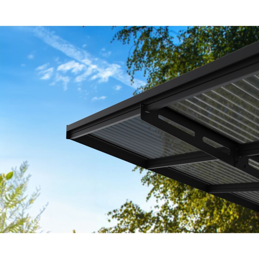 Doppelcarport 'Sydney Wings' schwarz 572 x 586 cm Polycarbonat grau