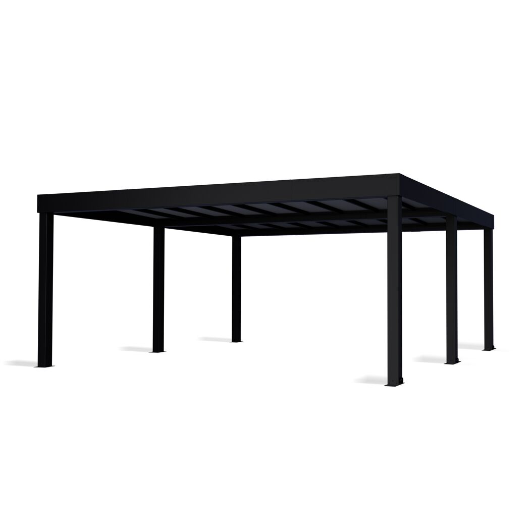 Einzelcarport 'Oslo' schwarz 607,5 x 596,5 cm Polycarbonat grau
