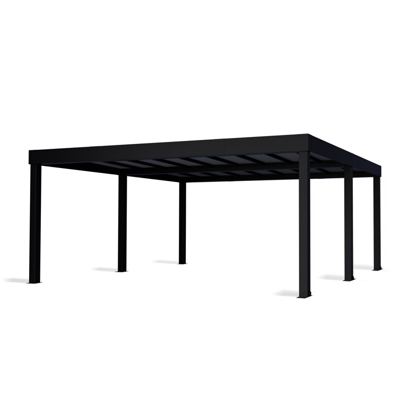 Einzelcarport 'Oslo' schwarz 607,5 x 596,5 cm Polycarbonat grau
