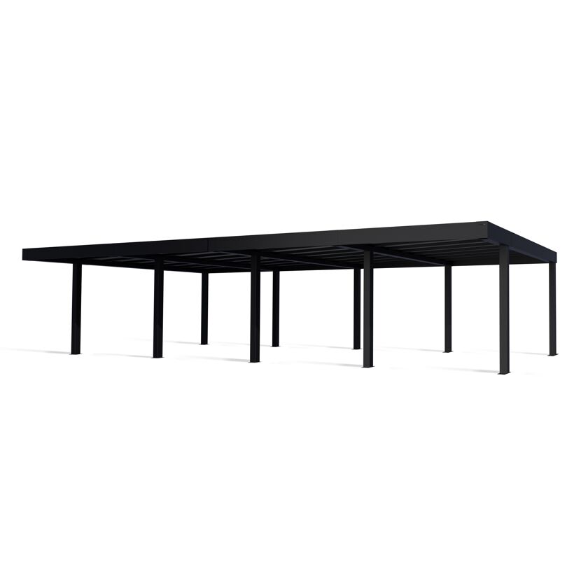 Vierercarport 'Oslo' schwarz 1197,5 x 596,5 cm Polycarbonat grau