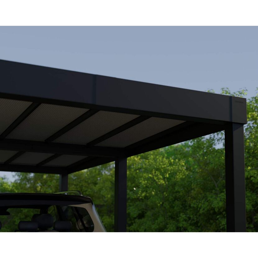 Vierercarport 'Oslo' schwarz 1197,5 x 596,5 cm Polycarbonat grau