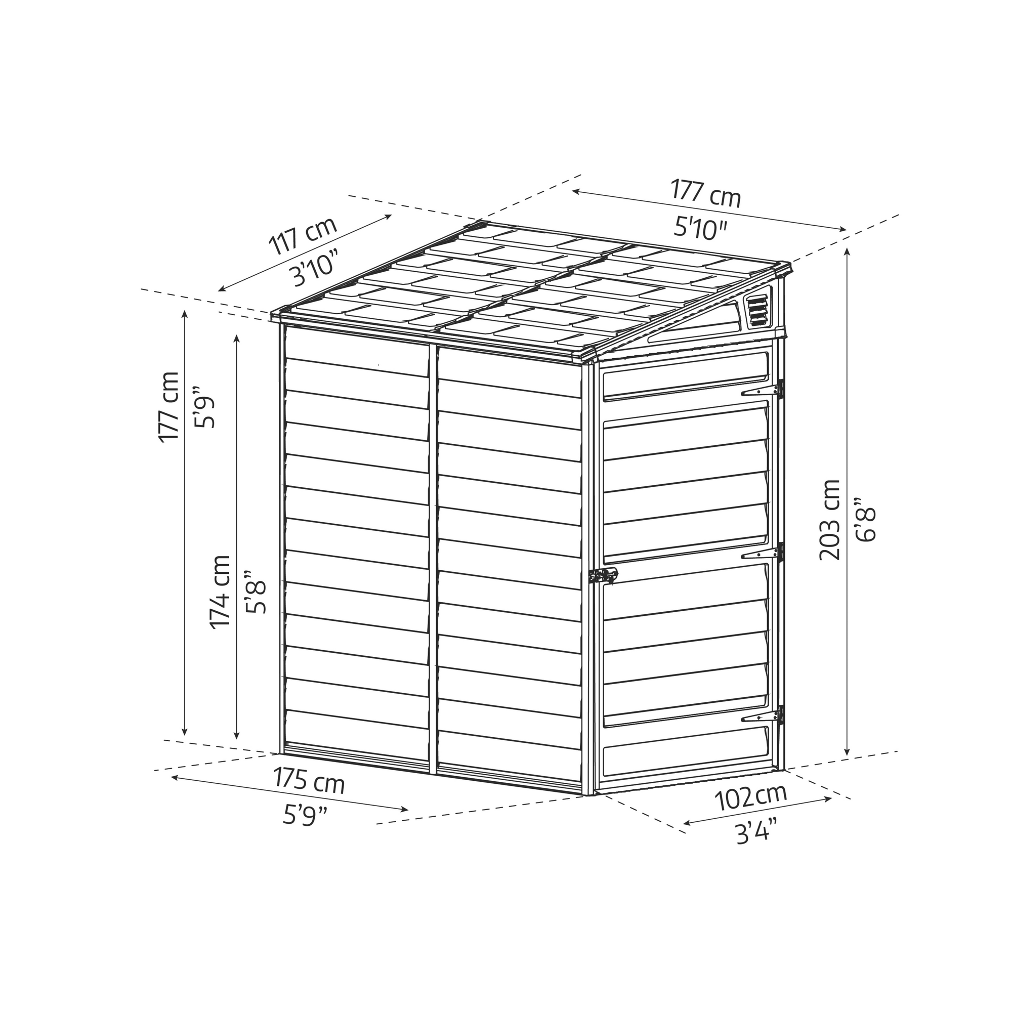 Kunststoff-Gerätehaus 'Skylight' 118 x 175 cm Polycarbonat grau