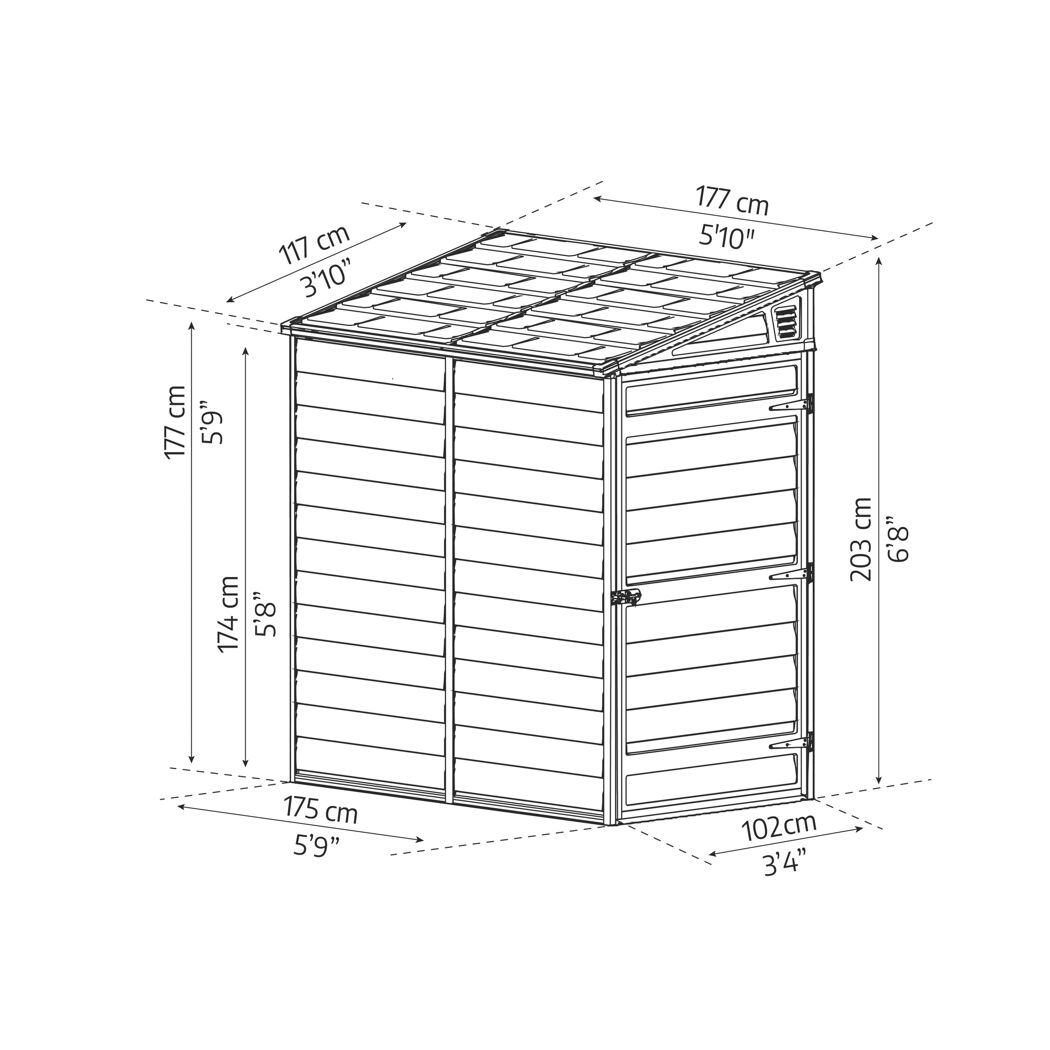 Kunststoff-Gerätehaus 'Skylight' 118 x 175 cm Polycarbonat grau