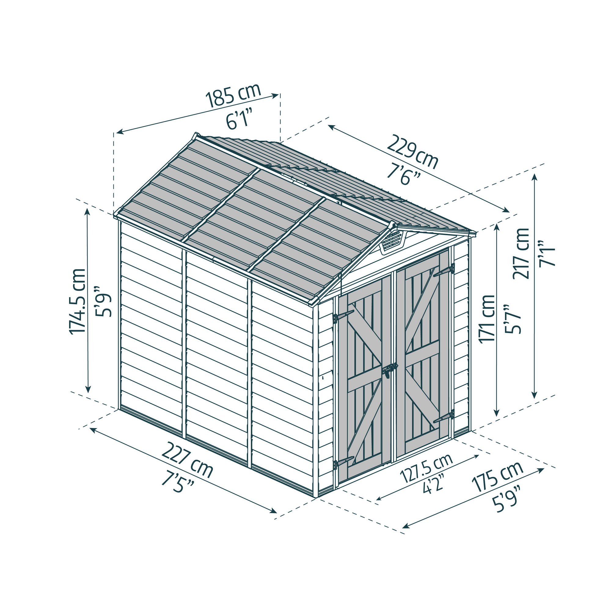Kunststoff-Gerätehaus 'Skylight' 185 x 229 cm Polycarbonat hellbraun