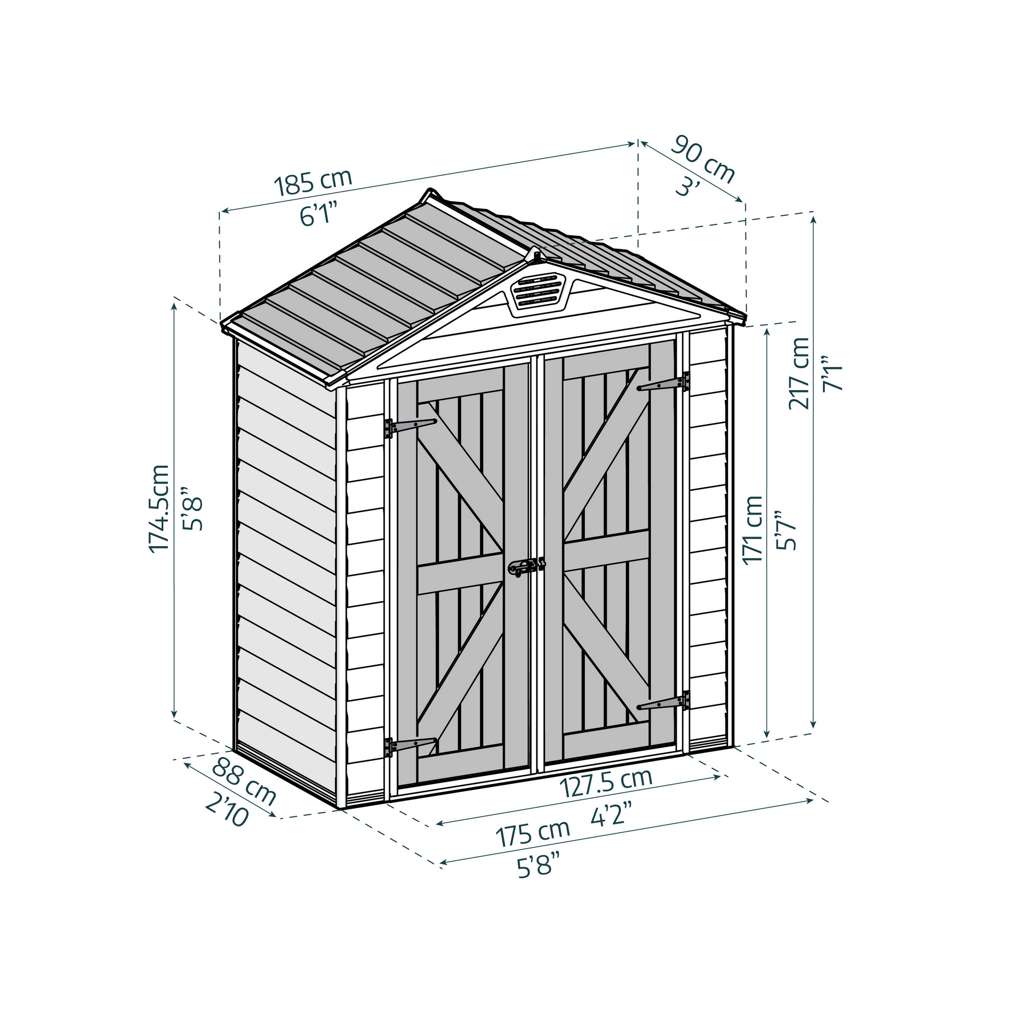 Kunststoff-Gerätehaus 'Skylight' 185 x 90 cm Polycarbonat hellbraun