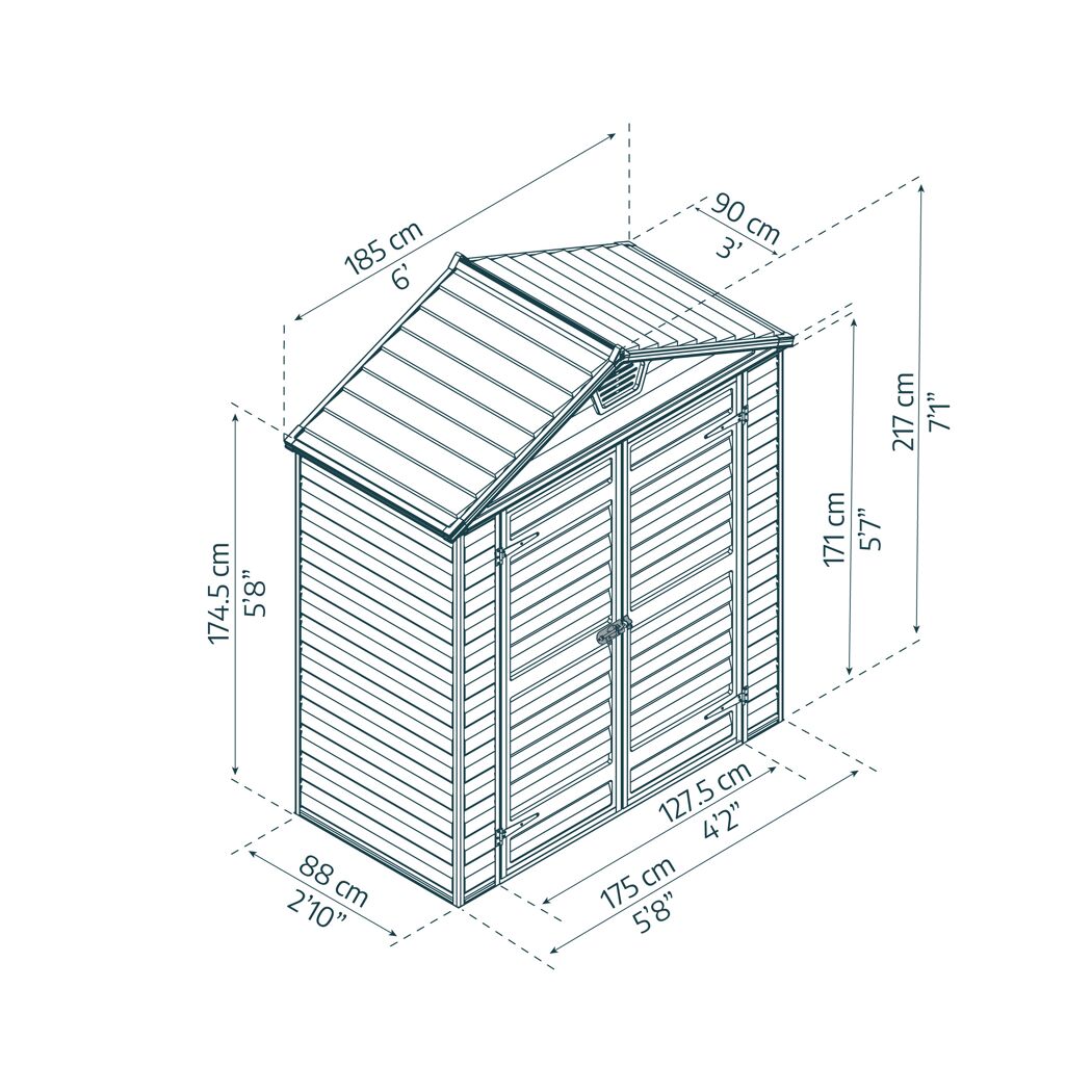 Kunststoff-Gerätehaus 'Skylight' 185 x 90 cm Polycarbonat grau