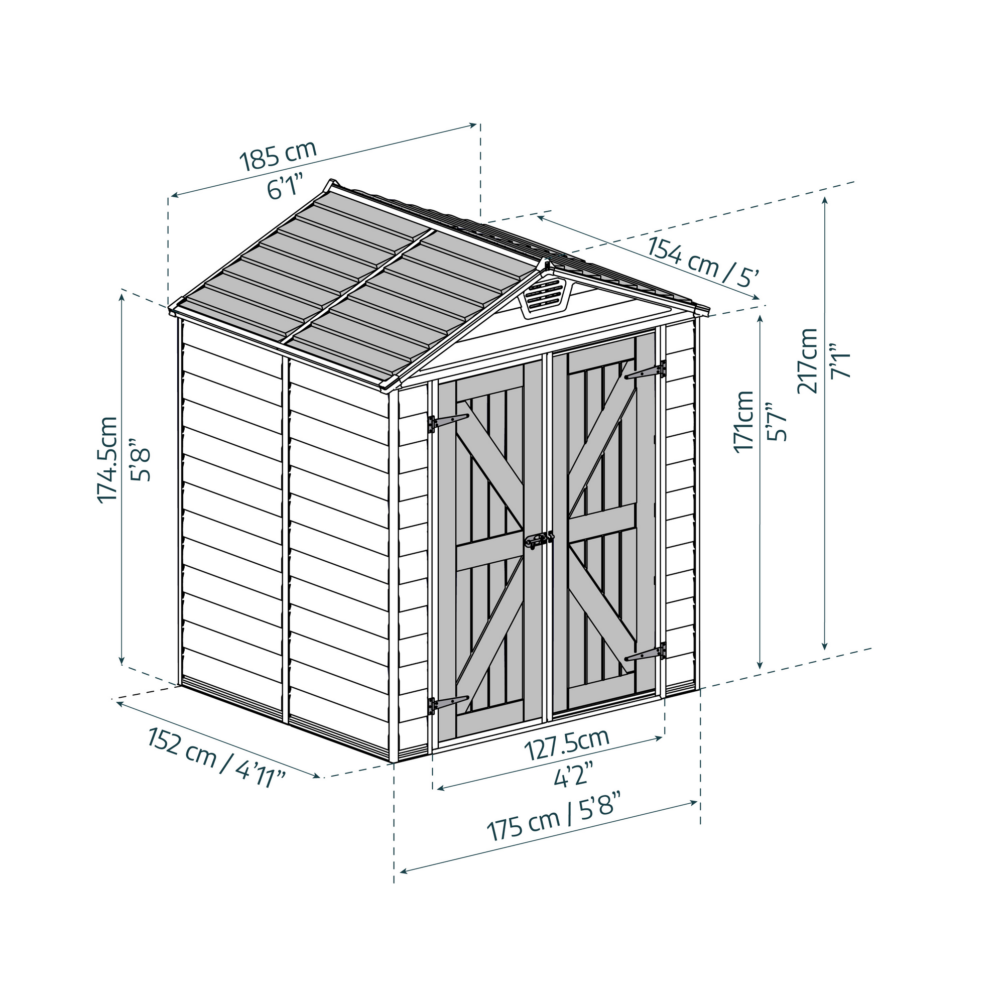 Kunststoff-Gerätehaus 'Skylight' 185 x 154 cm Polycarbonat hellbraun