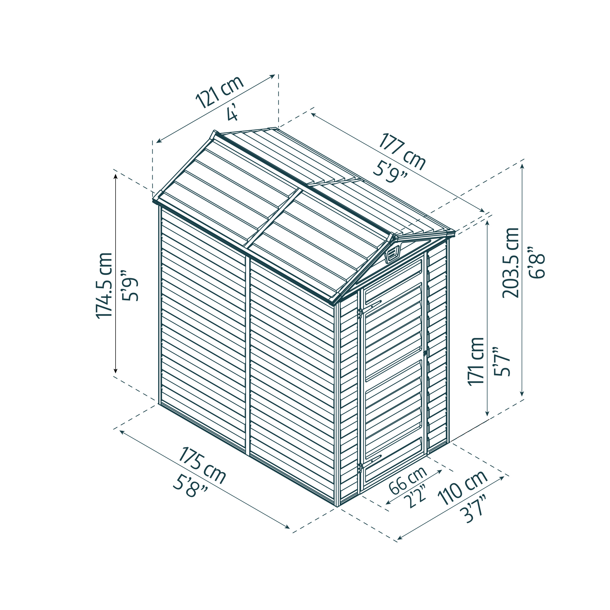 Kunststoff-Gerätehaus 'Skylight' 121 x 177 cm Polycarbonat grau