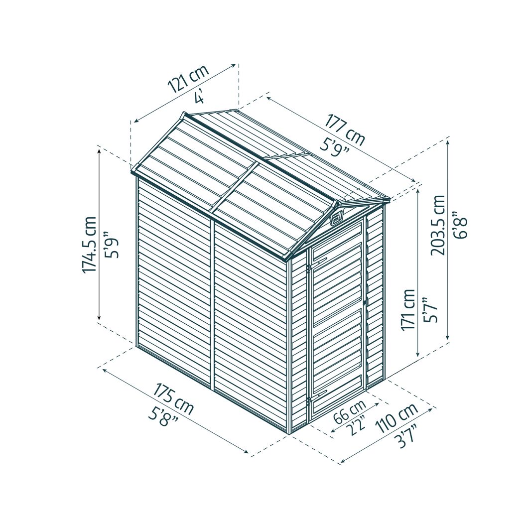 Kunststoff-Gerätehaus 'Skylight' 121 x 177 cm Polycarbonat grau