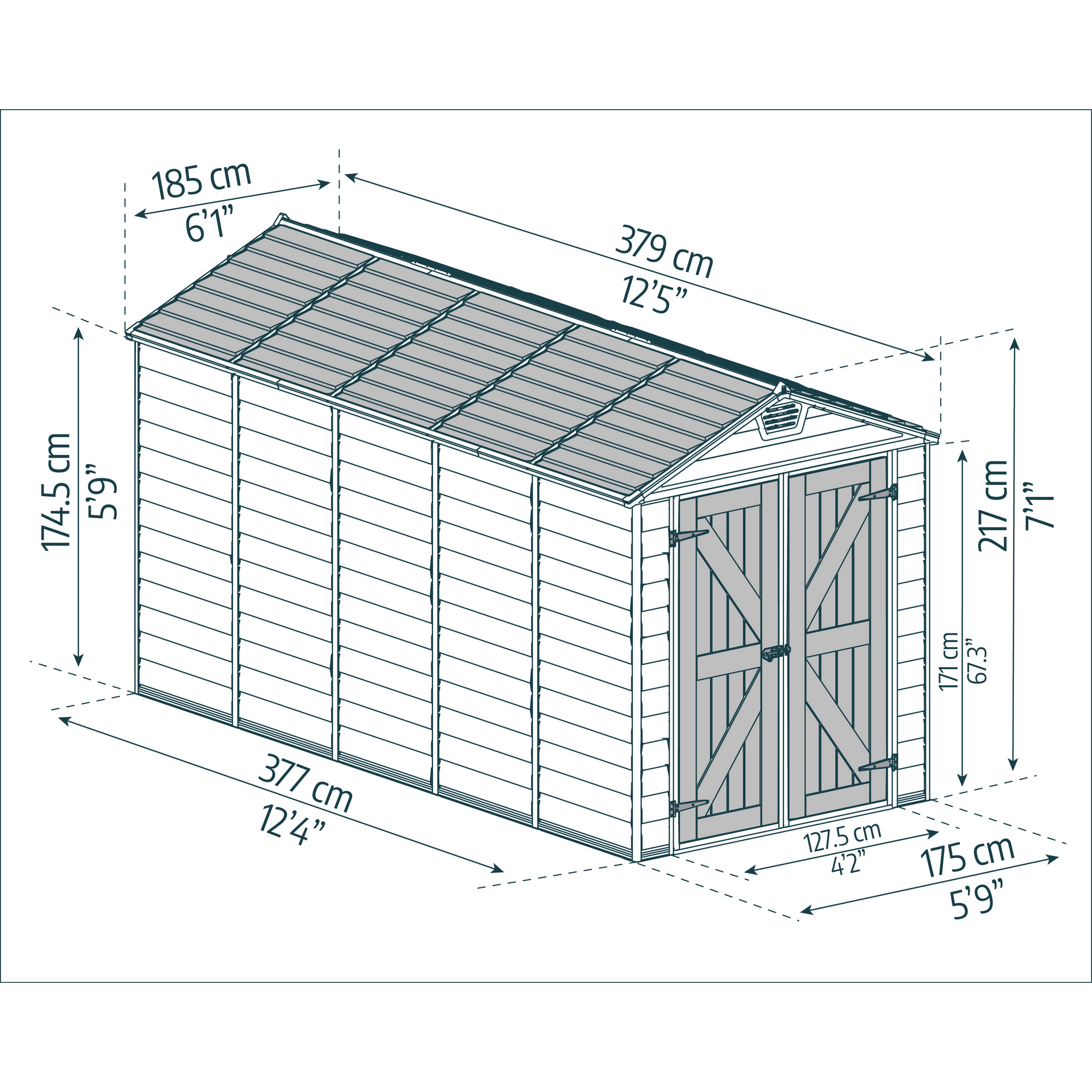 Kunststoff-Gerätehaus 'Skylight' 185 x 379 cm Polycarbonat hellbraun