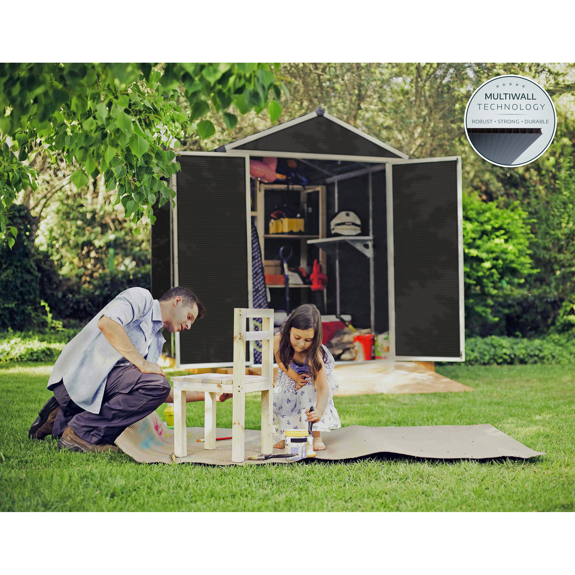 Kunststoff-Gerätehaus 'Rubicon' 185 x 229 cm Polycarbonat dunkelgrau