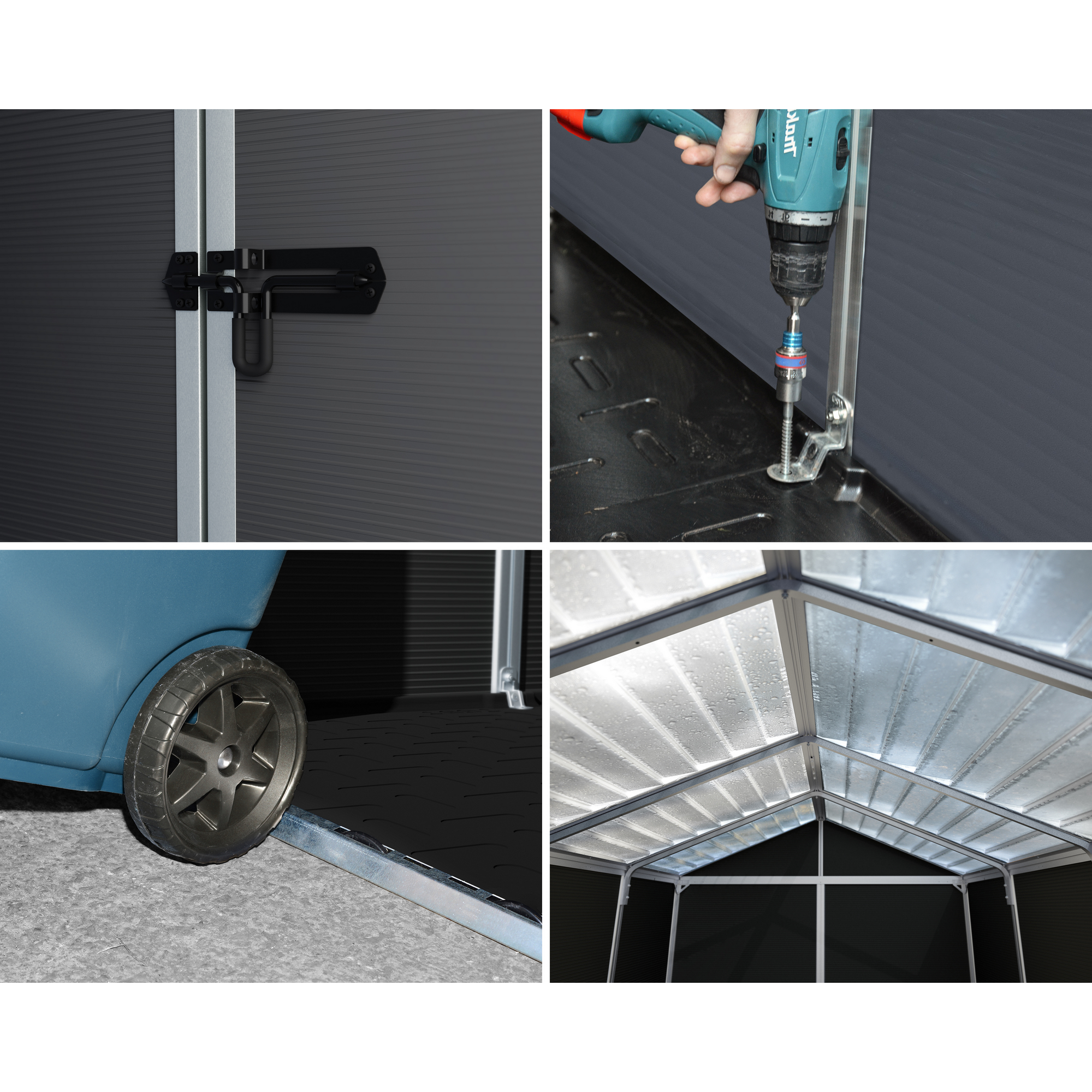 Kunststoff-Gerätehaus 'Rubicon' 185 x 379 cm Polycarbonat dunkelgrau