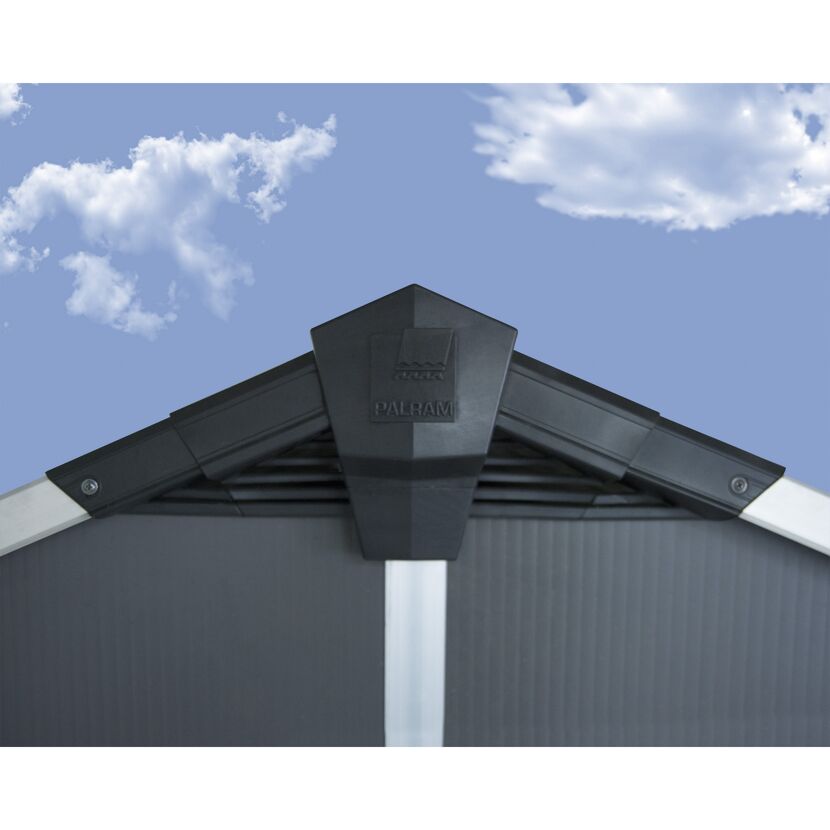 Kunststoff-Gerätehaus 'Yukon' 332 x 271 cm Polycarbonat dunkelgrau, mit Boden