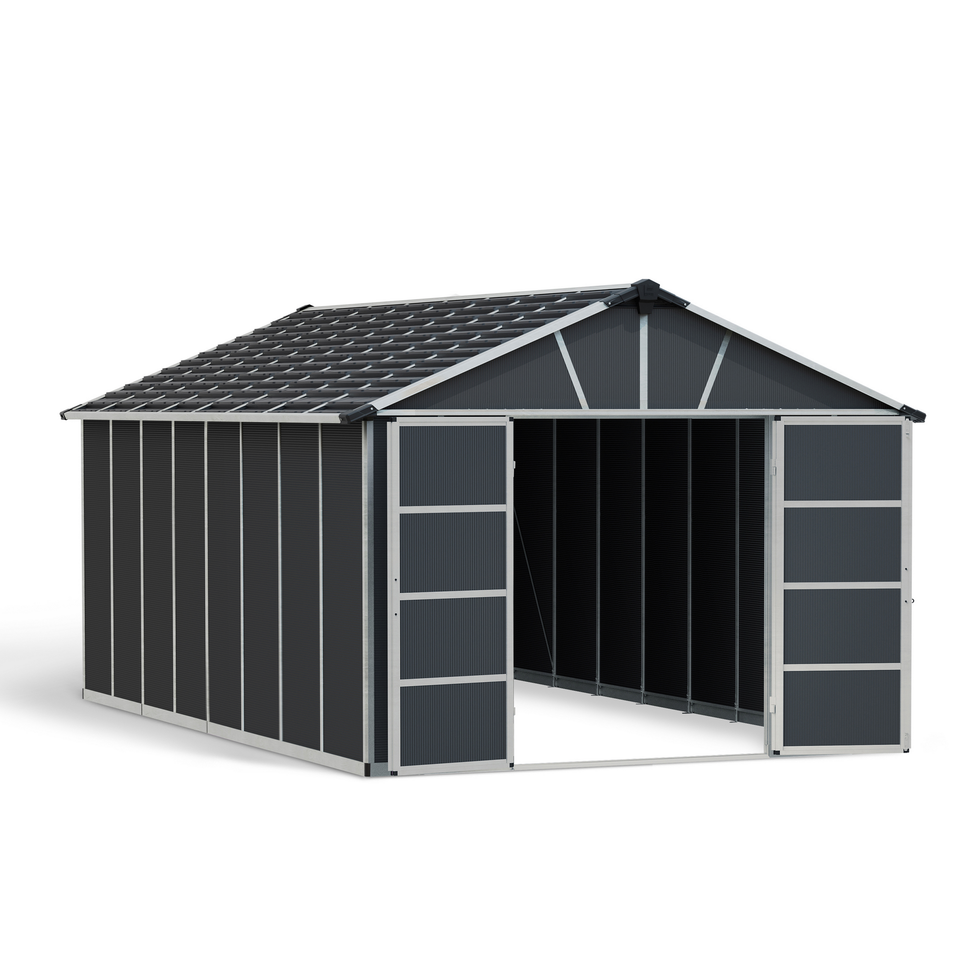 Kunststoff-Gerätehaus 'Yukon' 332 x 519 cm Polycarbonat dunkelgrau, ohne Boden