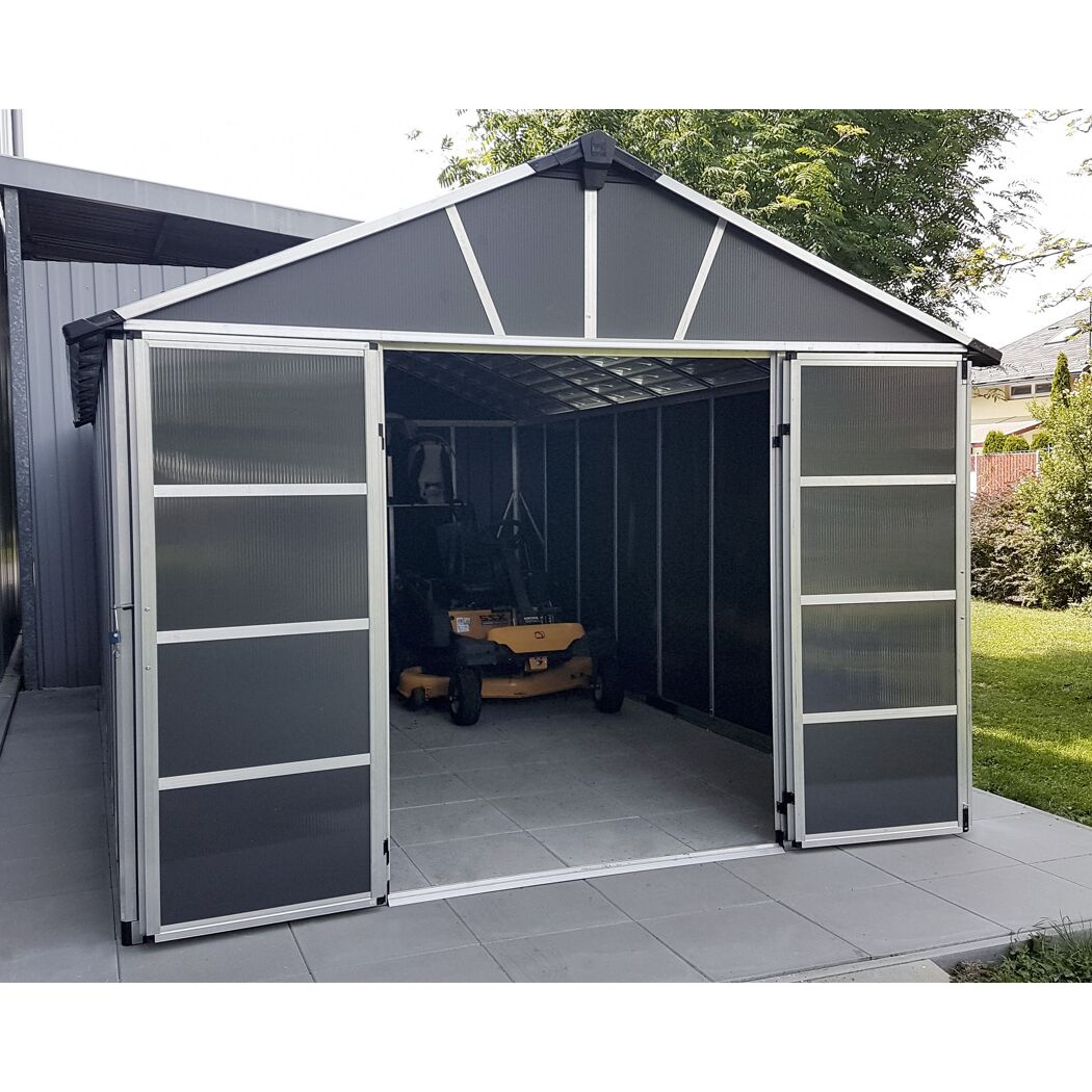 Kunststoff-Gerätehaus 'Yukon' 332 x 519 cm Polycarbonat dunkelgrau, ohne Boden