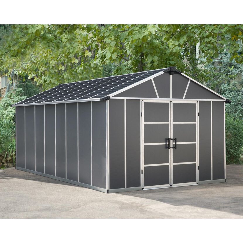 Kunststoff-Gerätehaus 'Yukon' 332 x 519 cm Polycarbonat dunkelgrau, mit Boden