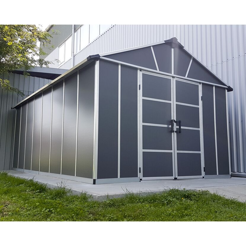 Kunststoff-Gerätehaus 'Yukon' 332 x 519 cm Polycarbonat dunkelgrau, mit Boden
