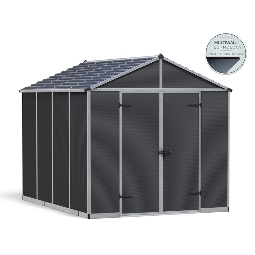 Kunststoff-Gerätehaus 'Rubicon' 237 x 303 cm Polycarbonat dunkelgrau