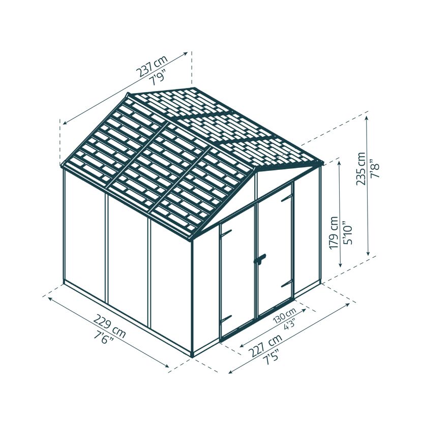 Kunststoff-Gerätehaus 'Rubicon' 237 x 229 cm Polycarbonat dunkelgrau