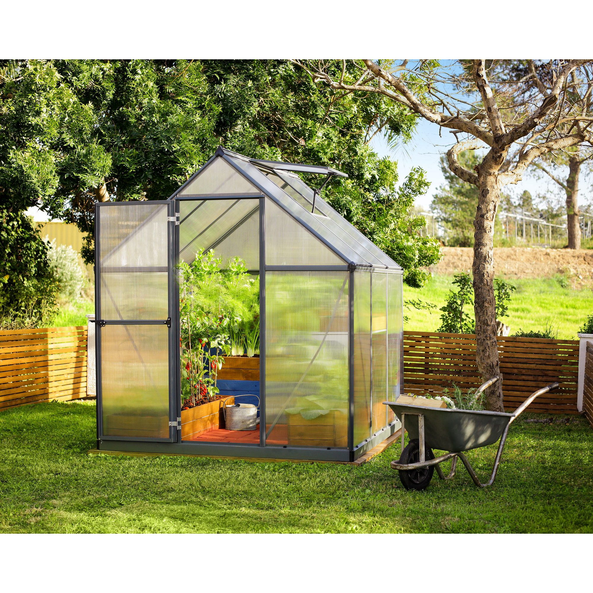 Gewächshaus 'Mythos' 185 x 186 cm mit 4 mm Hohlkammerplatten grau