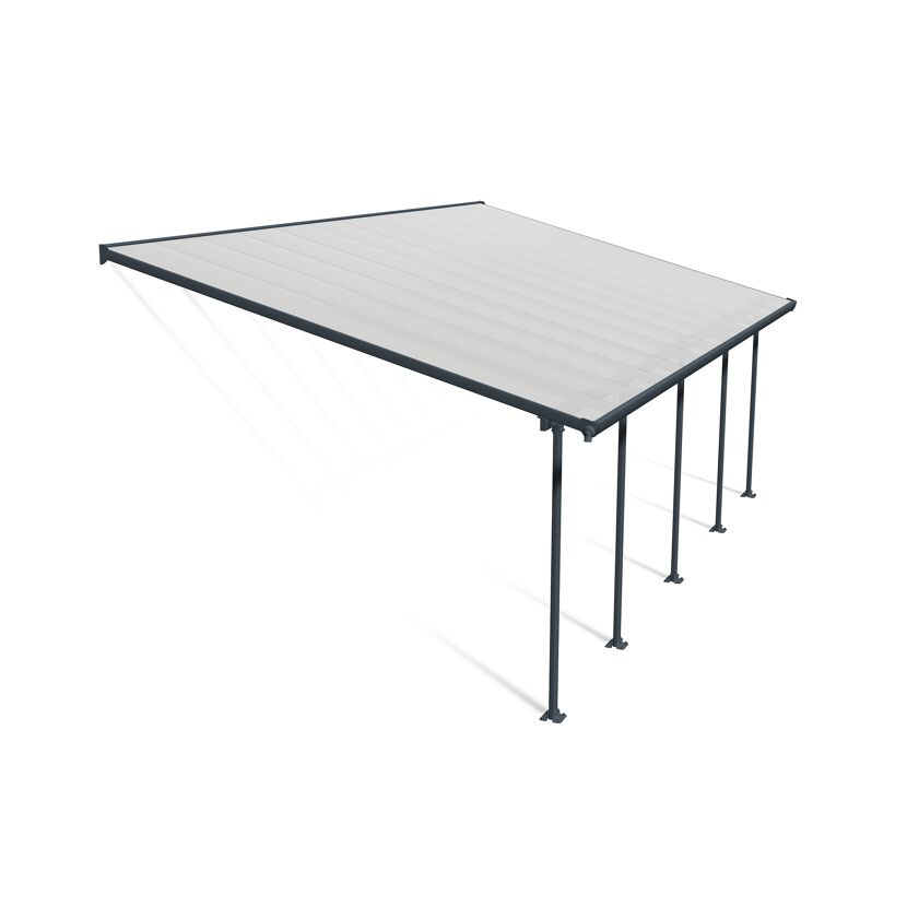 Terrassenüberdachung 'Feria' anthrazit 380 x 787 cm Polycarbonat transparent