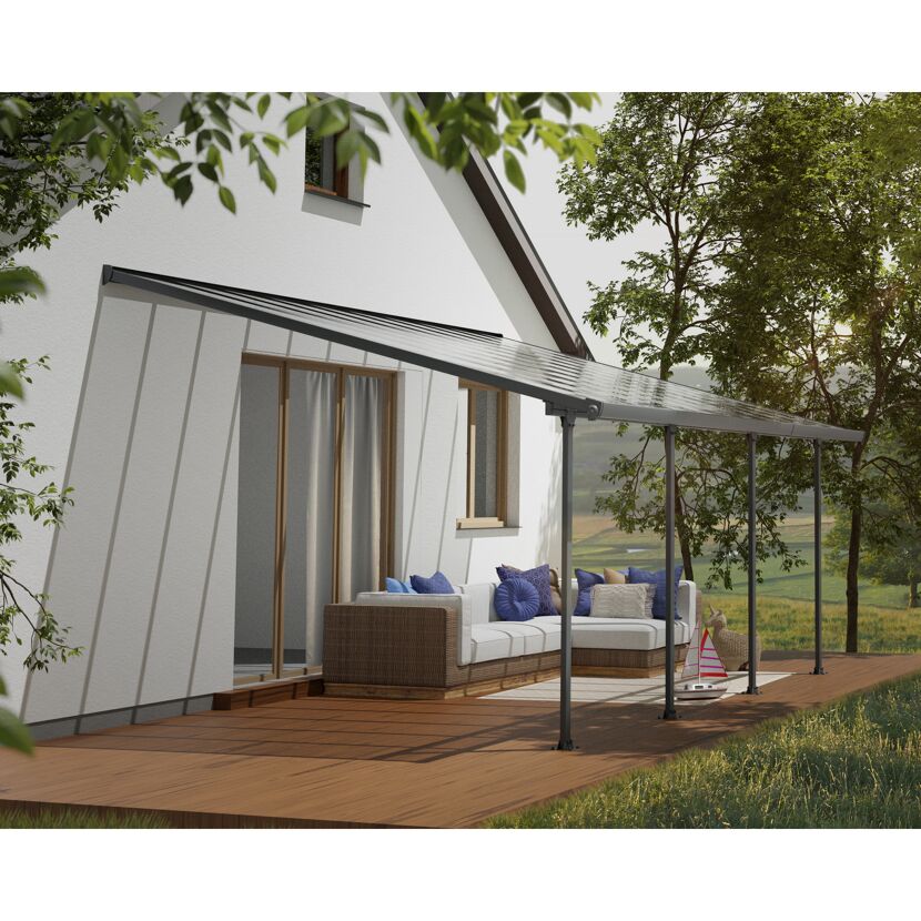 Terrassenüberdachung 'Feria' anthrazit 380 x 606 cm Polycarbonat transparent