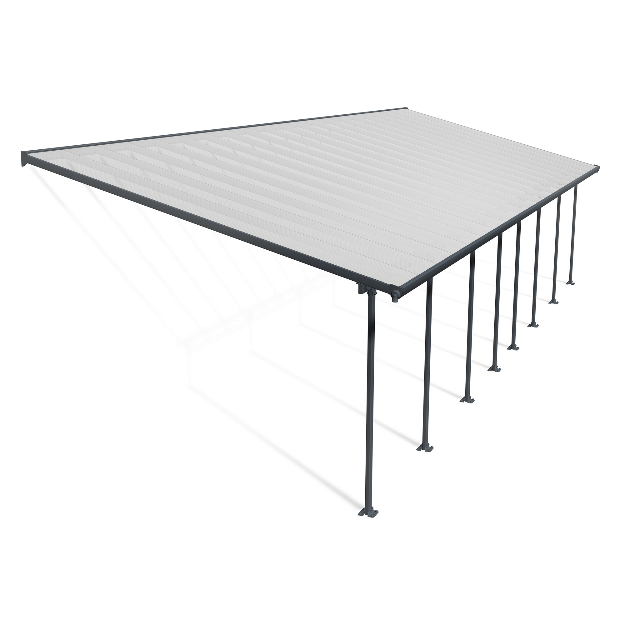 Terrassenüberdachung 'Feria' anthrazit 380 x 1212 cm Polycarbonat transparent