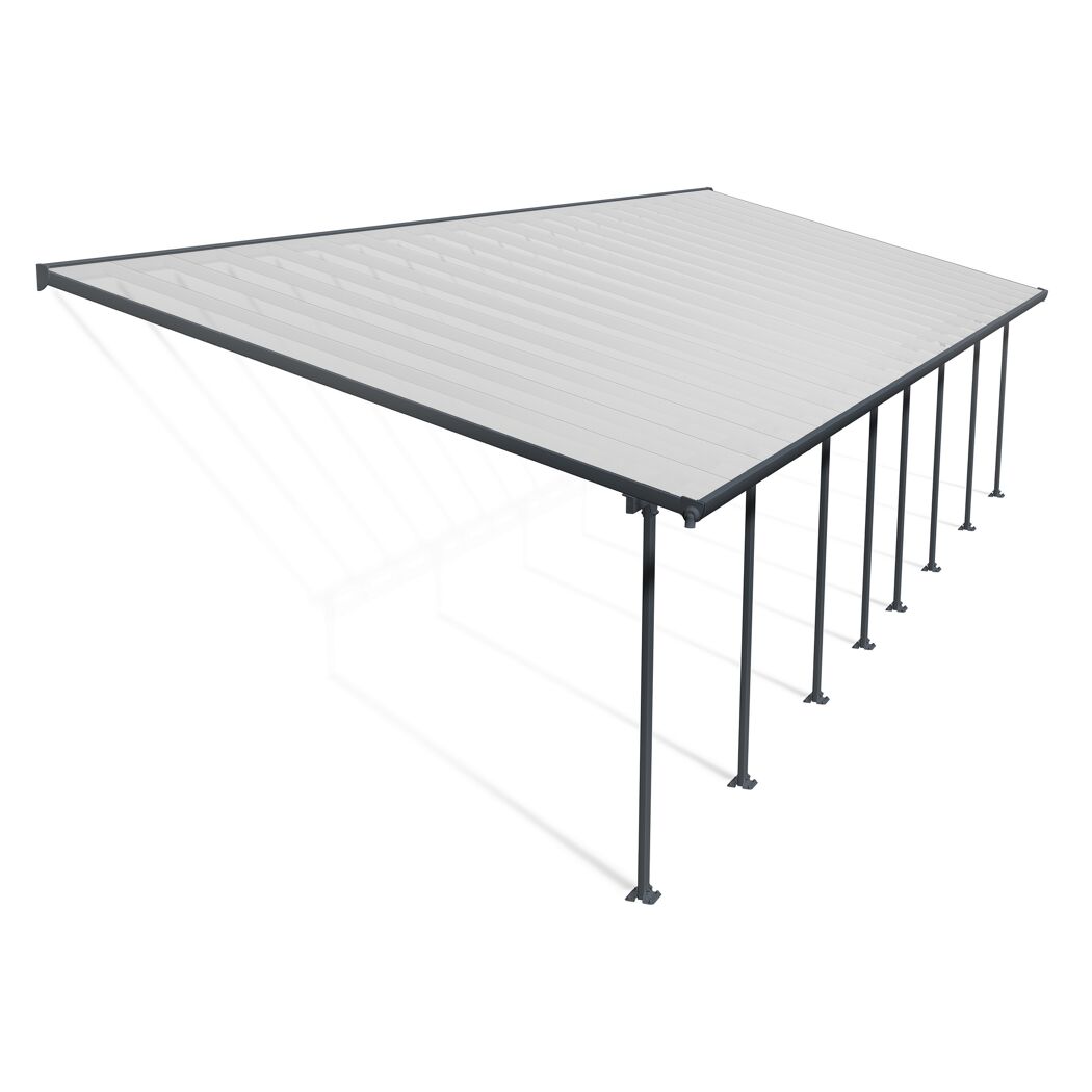 Terrassenüberdachung 'Feria' anthrazit 380 x 1212 cm Polycarbonat transparent