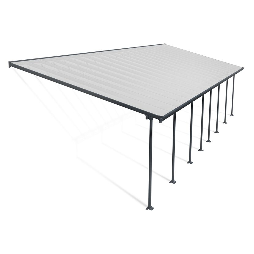 Terrassenüberdachung 'Feria' anthrazit 380 x 1212 cm Polycarbonat transparent
