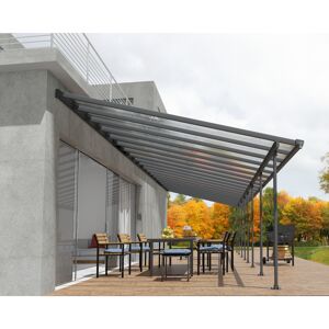 Terrassenüberdachung 'Feria' anthrazit 380 x 1276 cm Polycarbonat transparent