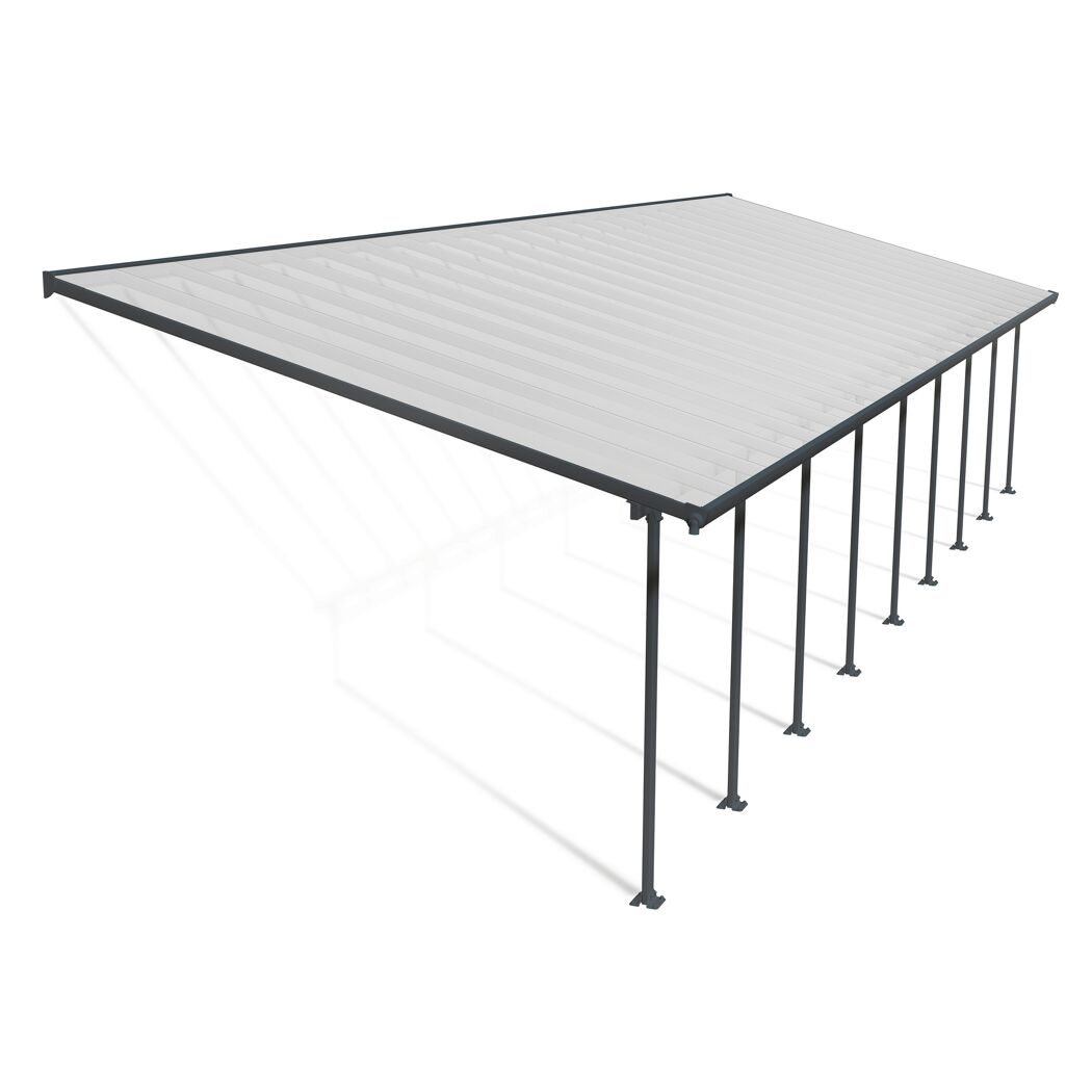 Terrassenüberdachung 'Feria' anthrazit 380 x 1276 cm Polycarbonat transparent