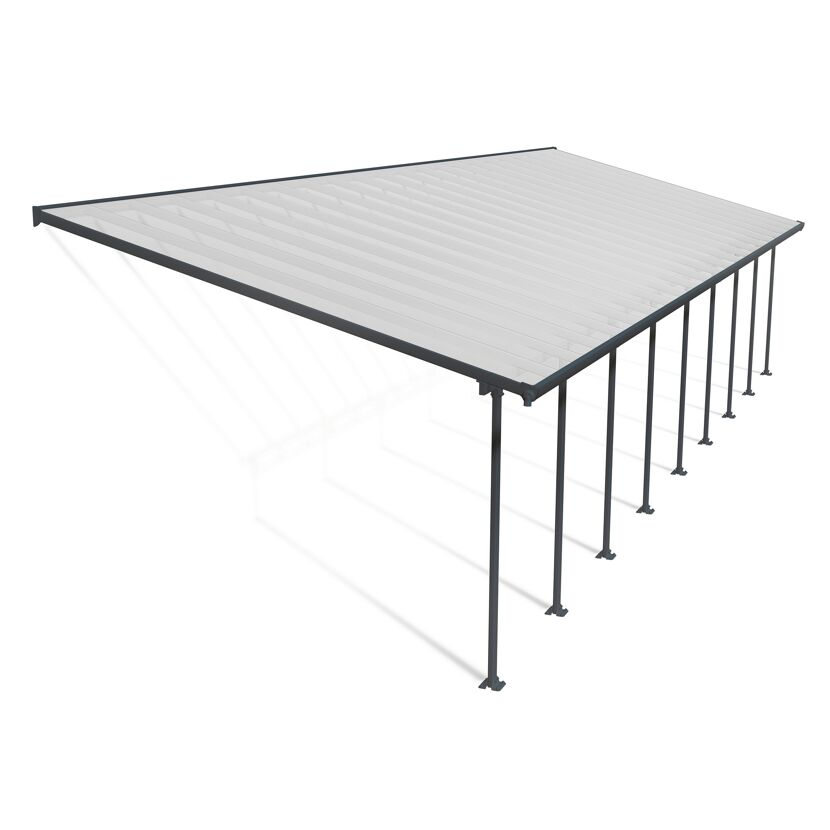 Terrassenüberdachung 'Feria' anthrazit 380 x 1276 cm Polycarbonat transparent