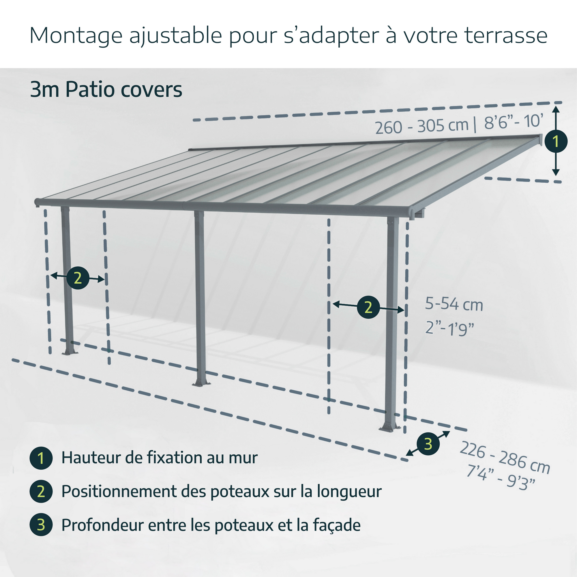 Terrassenüberdachung 'Feria' anthrazit 380 x 1276 cm Polycarbonat transparent
