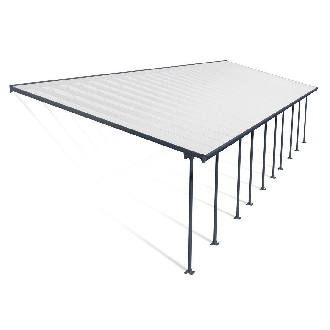 Terrassenüberdachung 'Feria' anthrazit 380 x 1457 cm Polycarbonat transparent